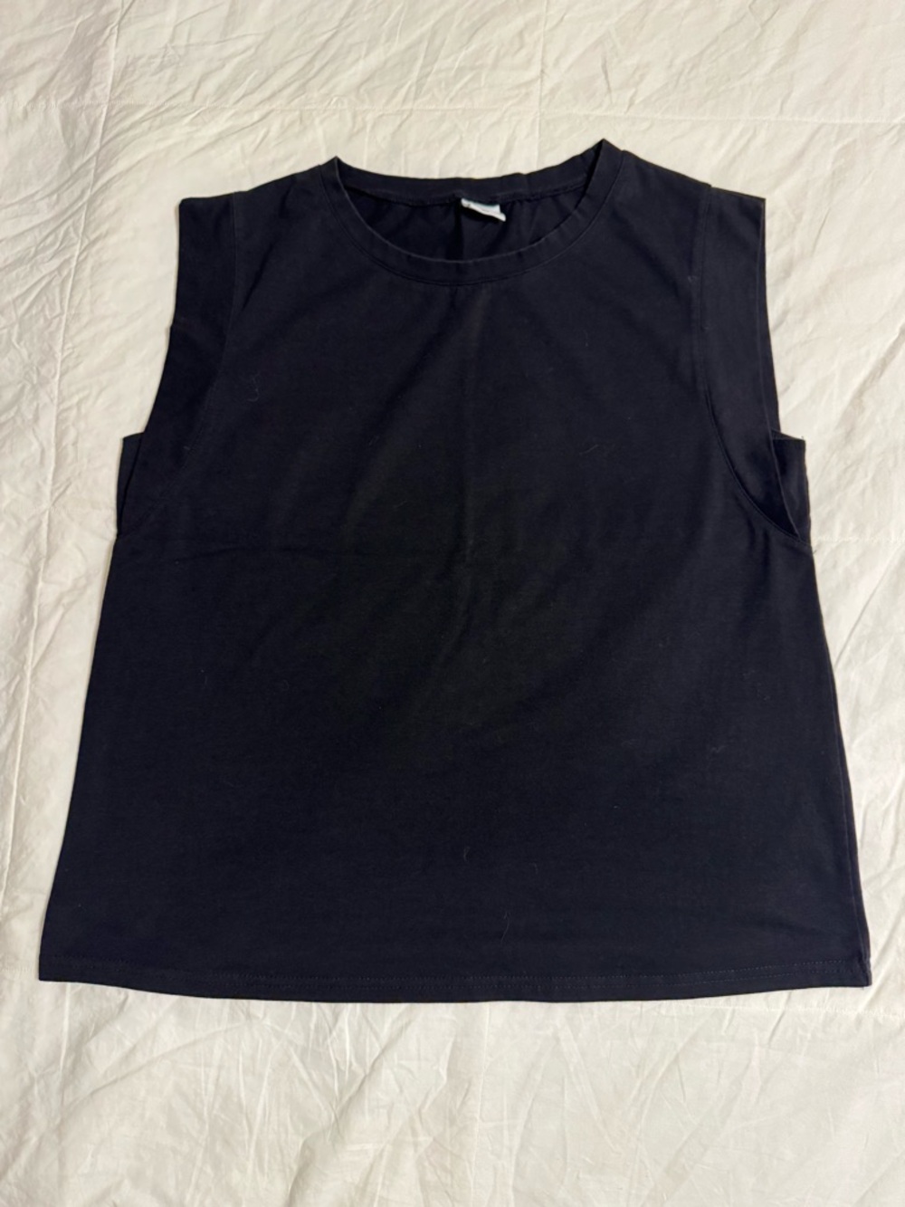 Women's Black Sleeveless Tank Top - Minimal Crew Neck